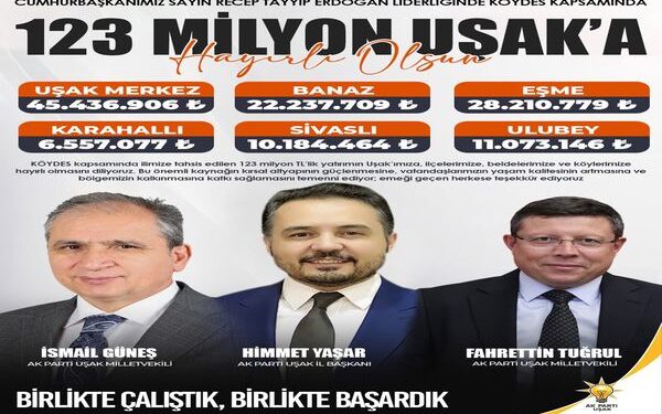 Uşak’a KÖYDES Kapsamında 123 Milyon TL’lik Dev Yatırım
