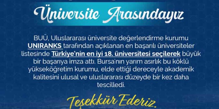 Bursa Uludağ Üniversitesi Türkiye’nin En İyi 18 Üniversitesi Oldu
