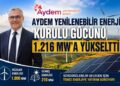 Aydem Yenilenebilir Enerji Kurulu Gücünü 1.216 MW’a Yükseltti