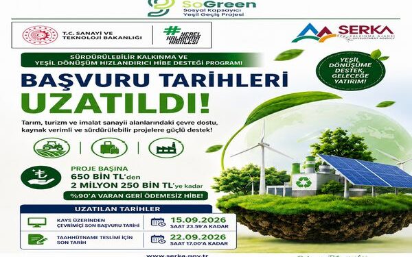 SÜRDÜRÜLEBİLİR KALKINMA VE YEŞİL DÖNÜŞÜM HIZLANDIRICI HİBE DESTEĞİ PROGRAMI BAŞVURU SÜRELERİ UZATILDI
